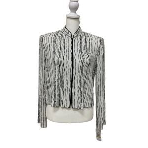 Alex Evenings Top Blouse Jacket Zip Up Cropped Sparkly Glitter Jacket -Size 14